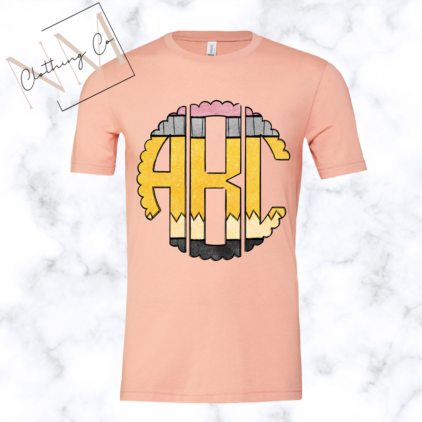 Pencil Circle Monogram Tee Youth