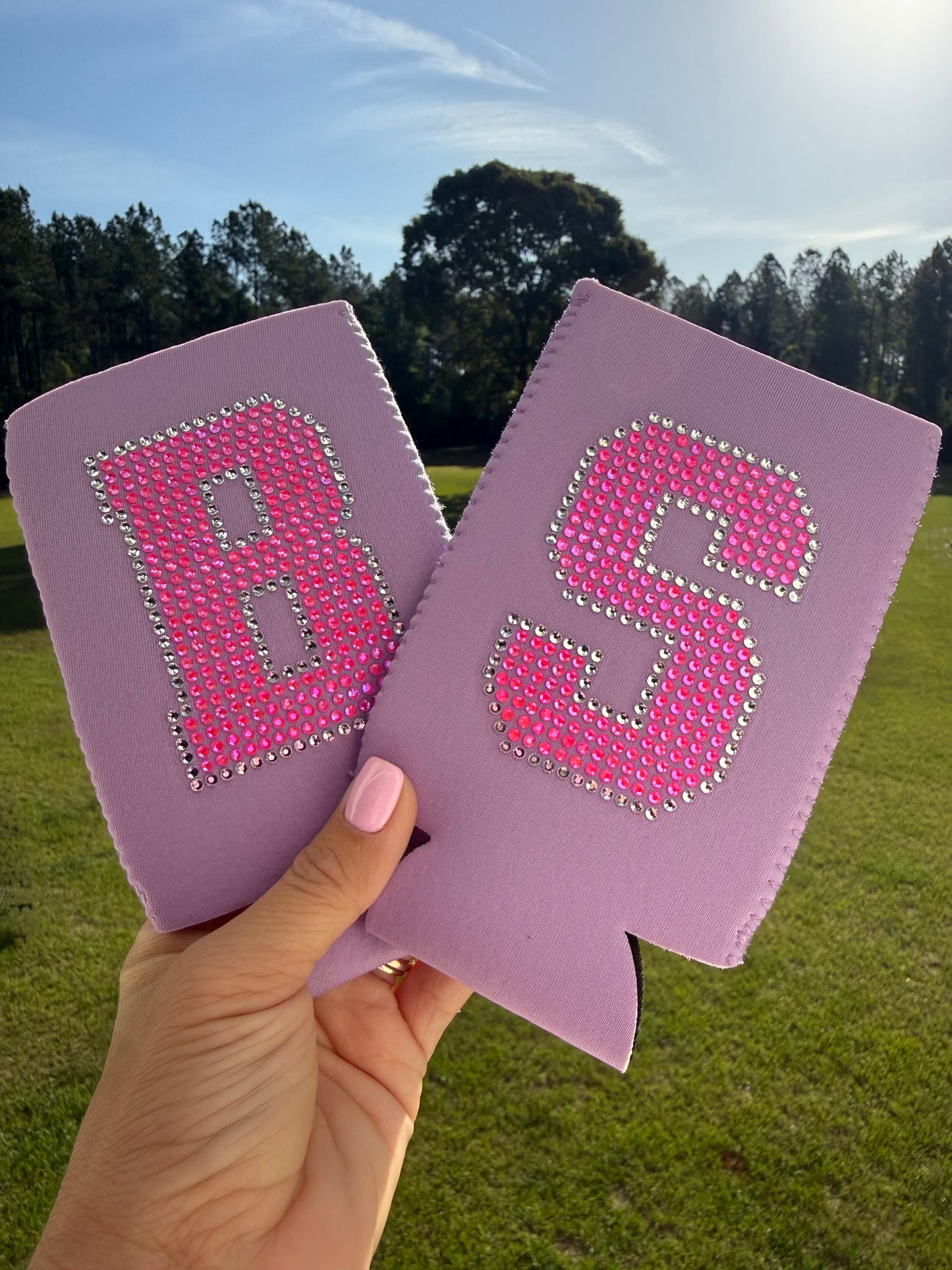 Rhinestone Initial Slim Can Cooler