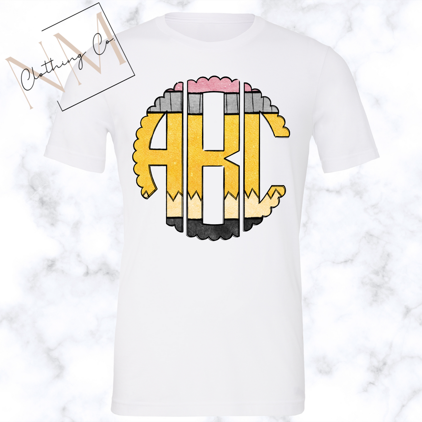 Pencil Circle Monogram Tee Youth