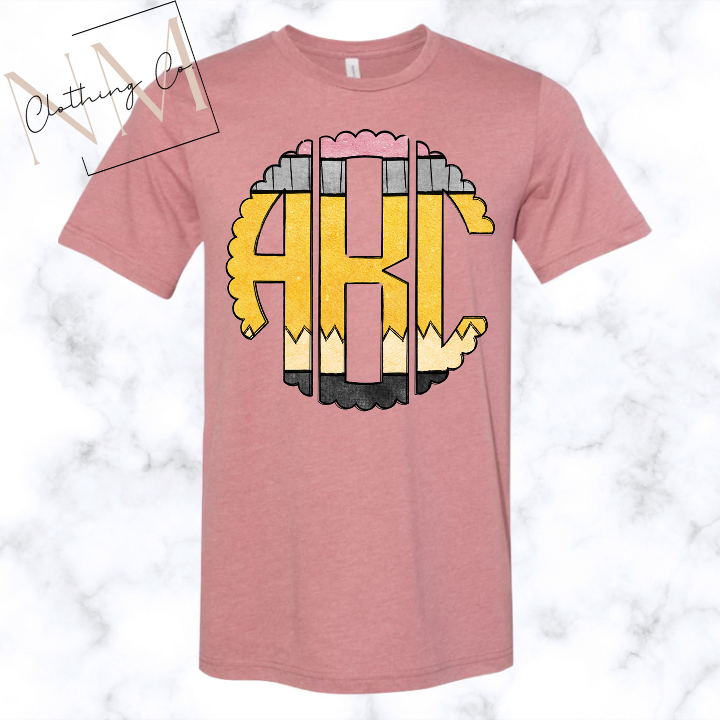 Pencil Circle Monogram Tee Youth