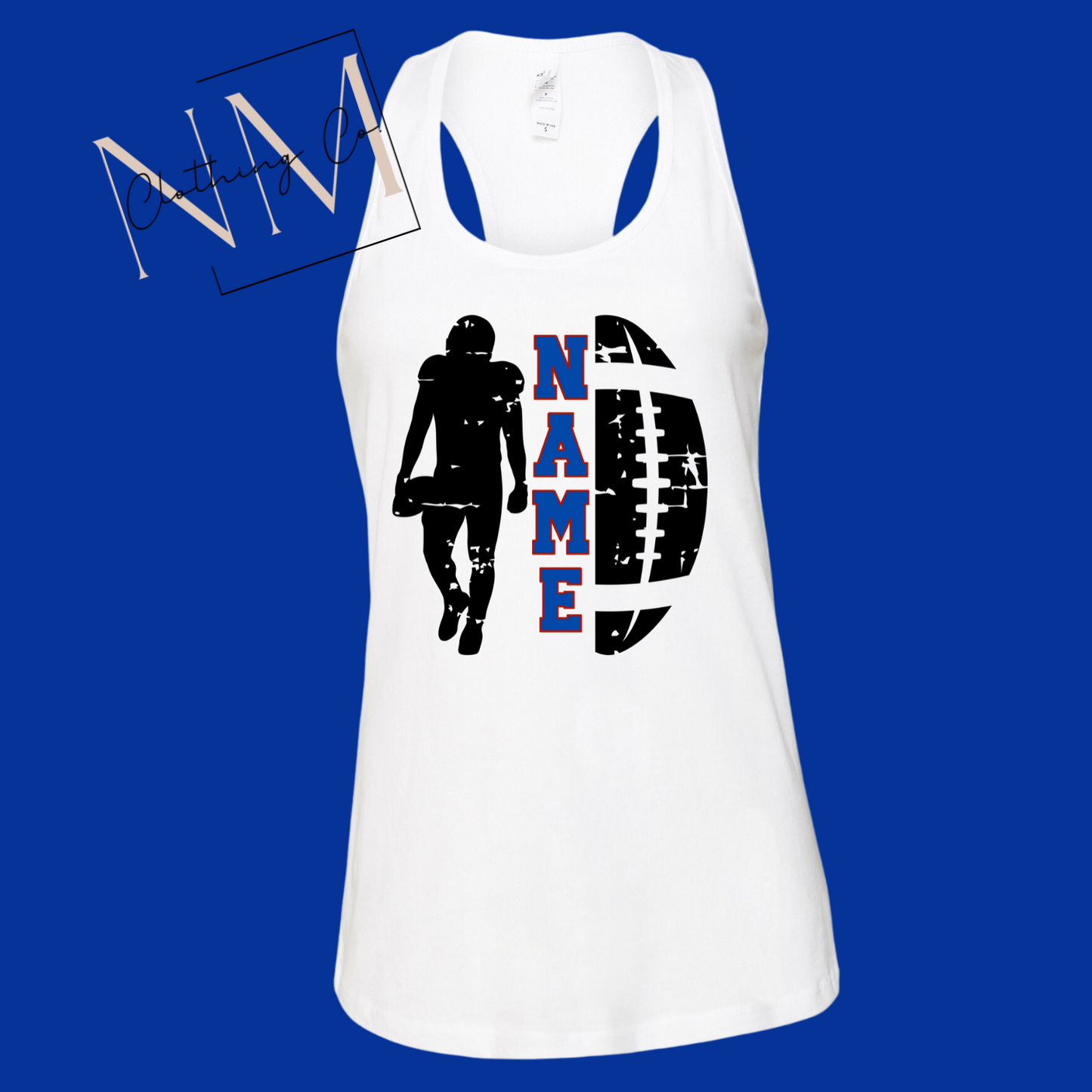 Football + Player + Name Adult Racerback Tank