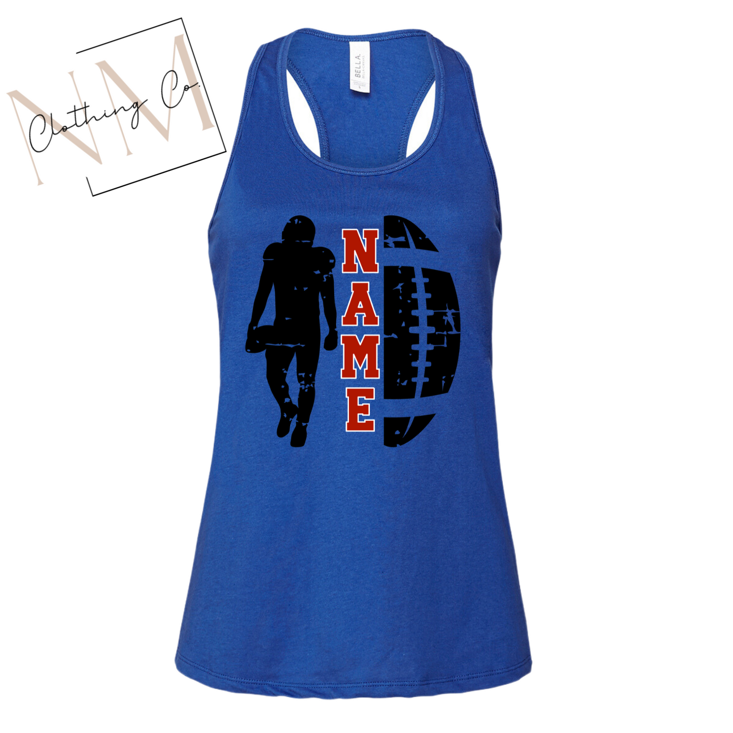 Football + Player + Name Adult Racerback Tank