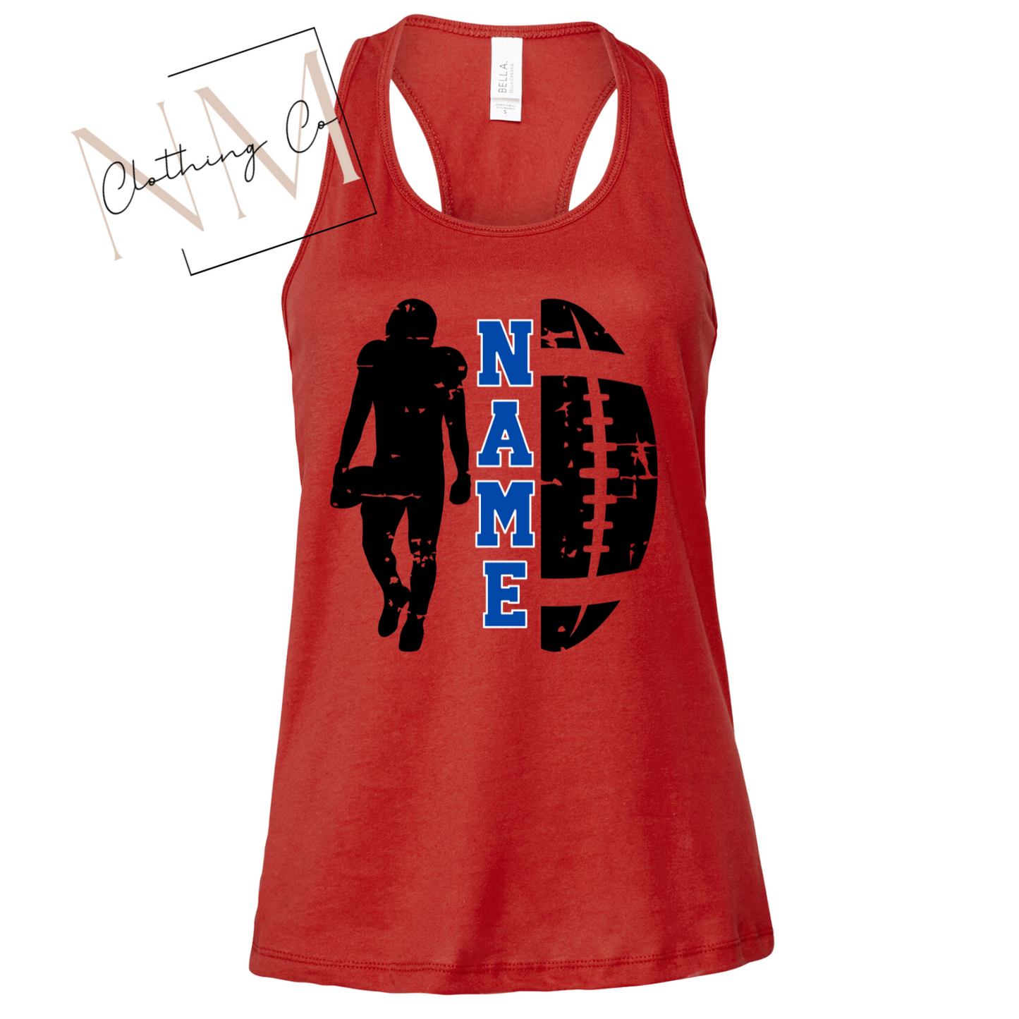 Football + Player + Name Adult Racerback Tank