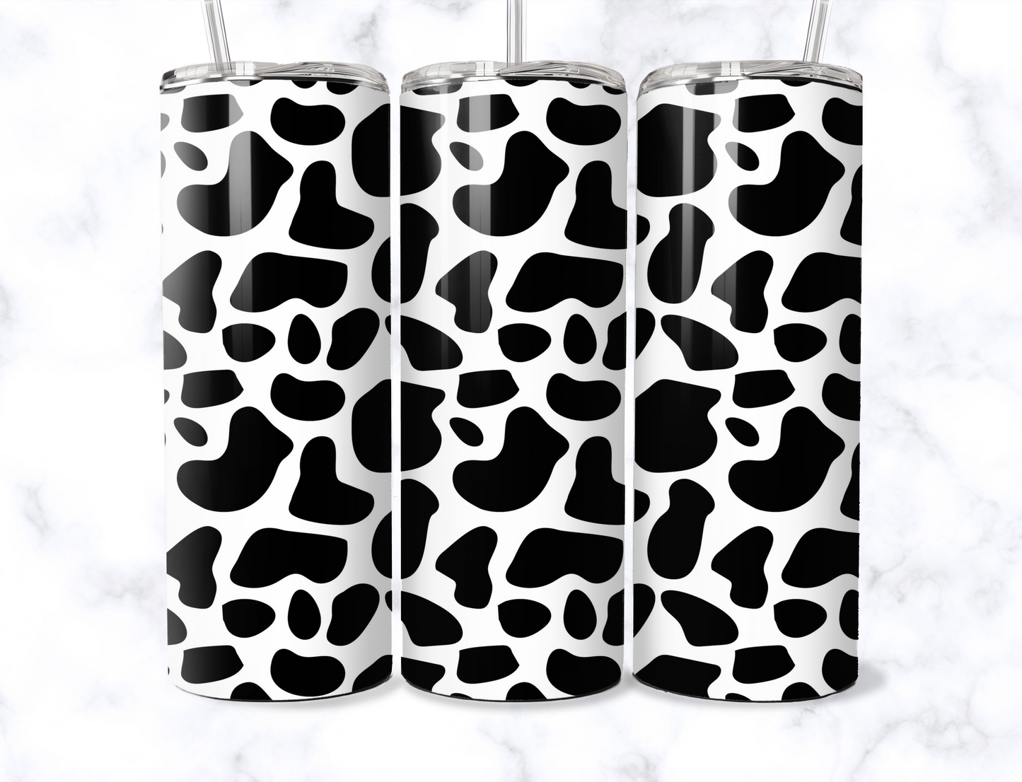 Black Cow Print Tumbler