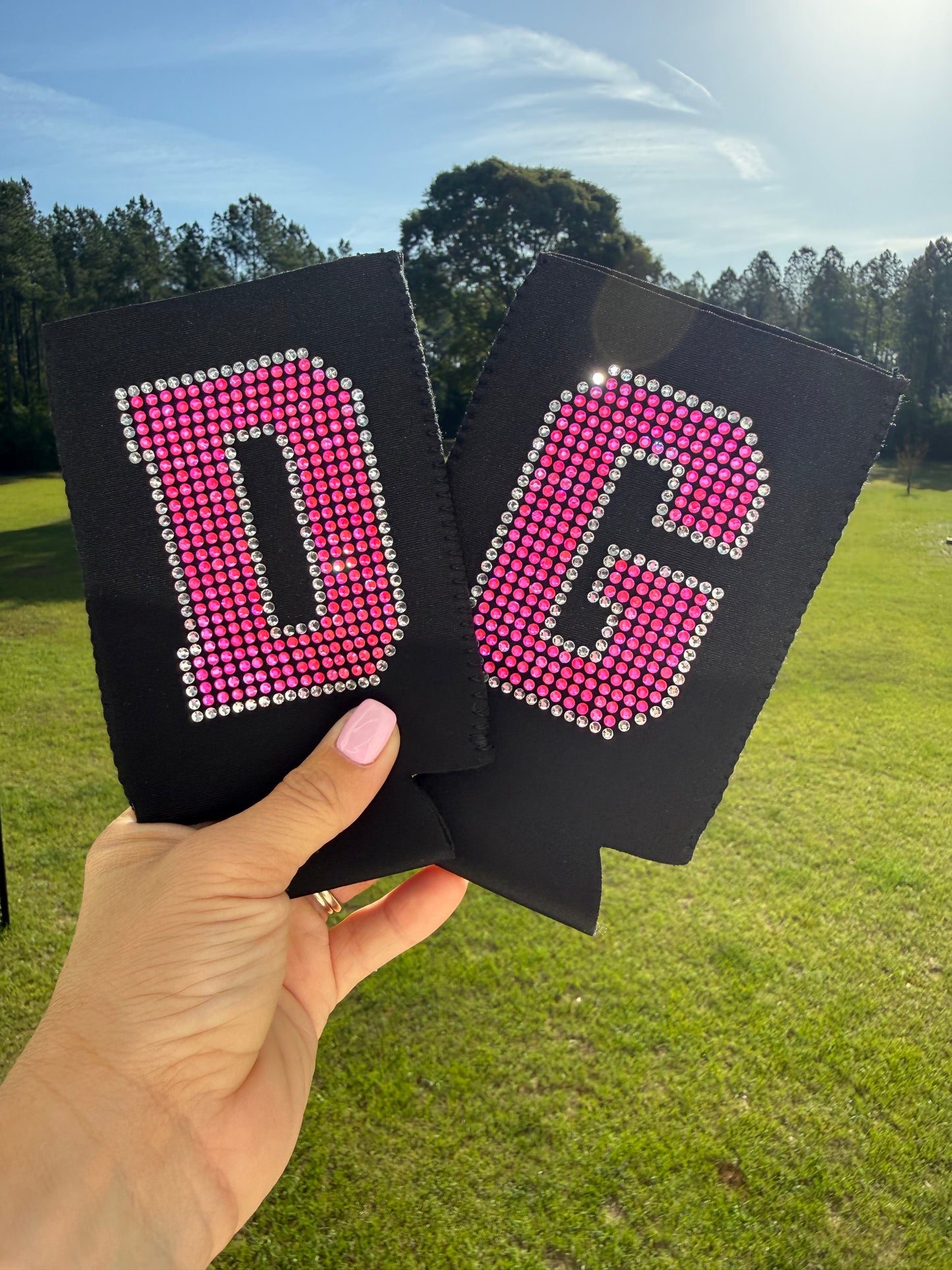 Rhinestone Initial Slim Can Cooler