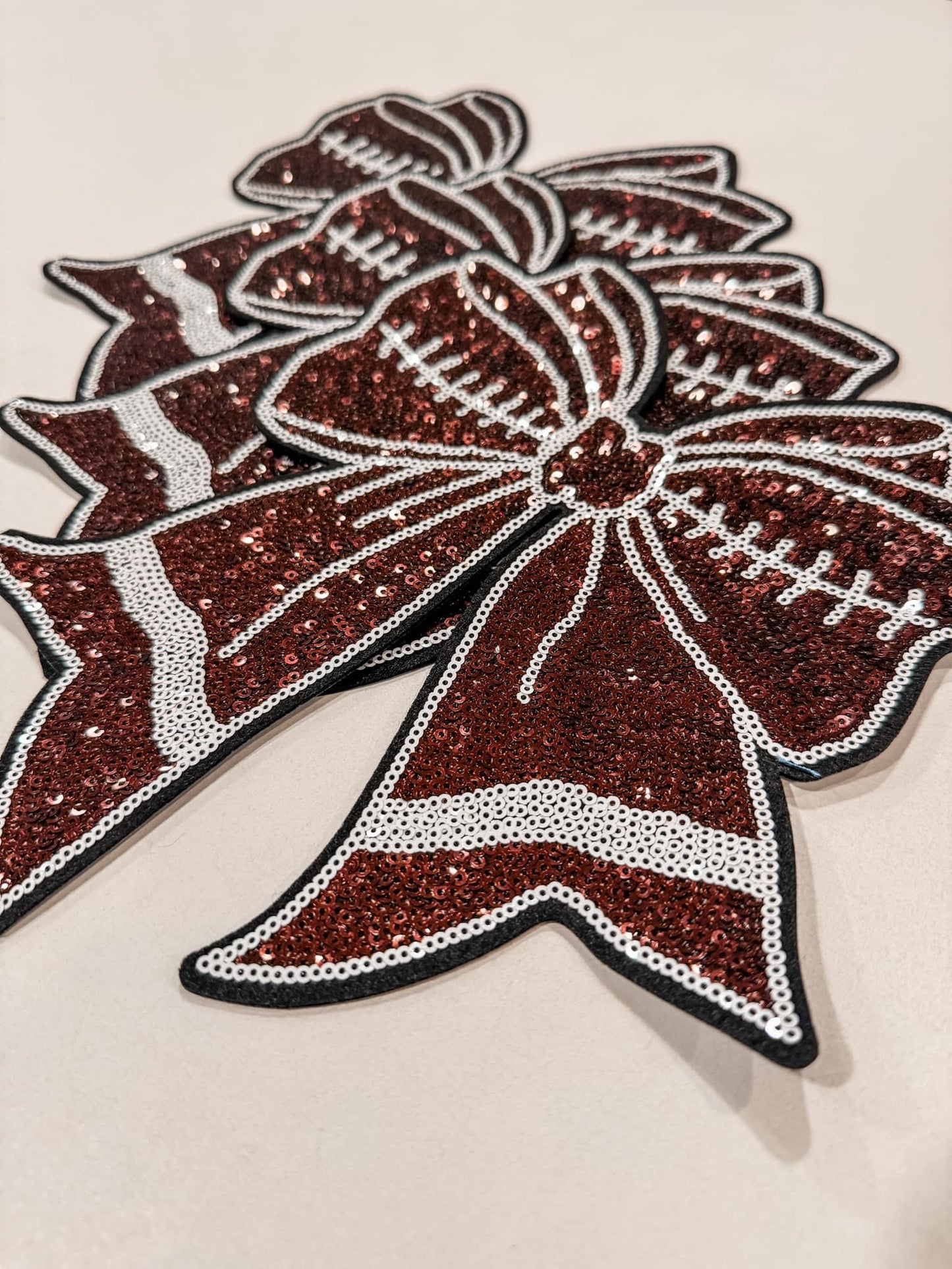 Football Sequin Bow Patch