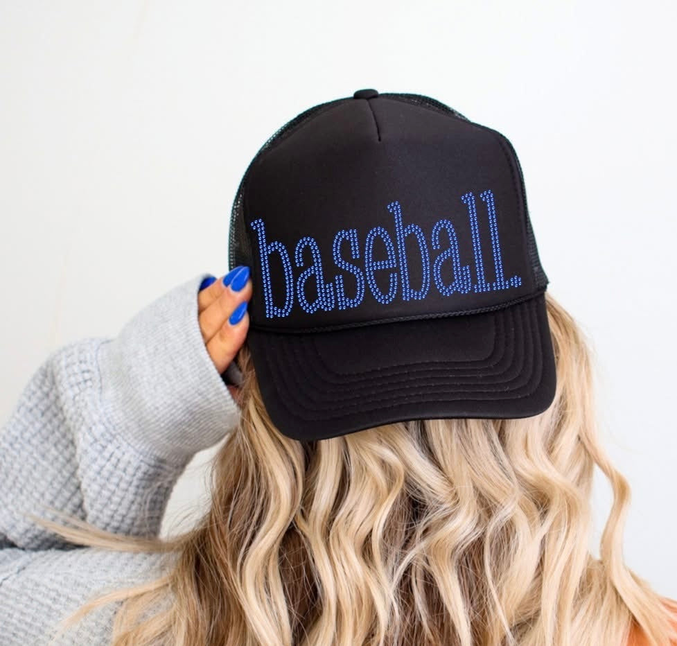 Baseball Rhinestone Trucker Hat