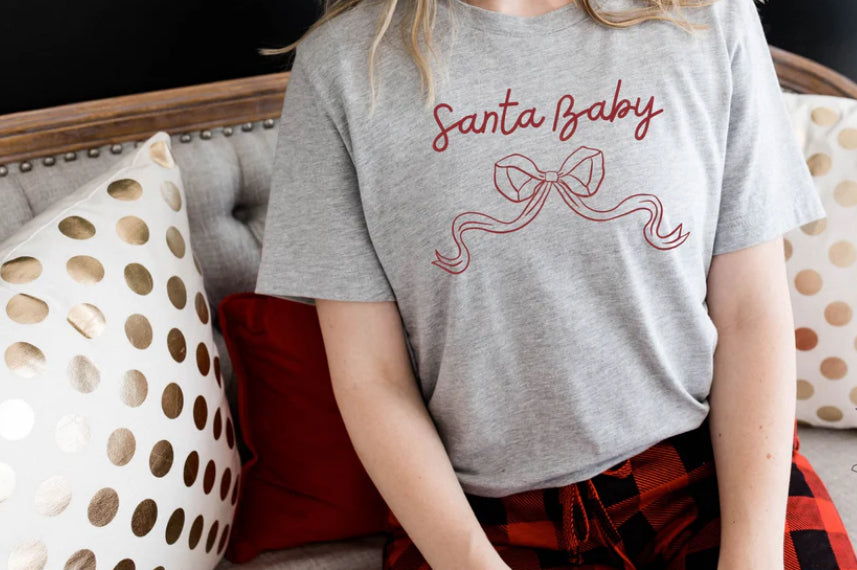 Santa Baby Bow Puff Print Adult