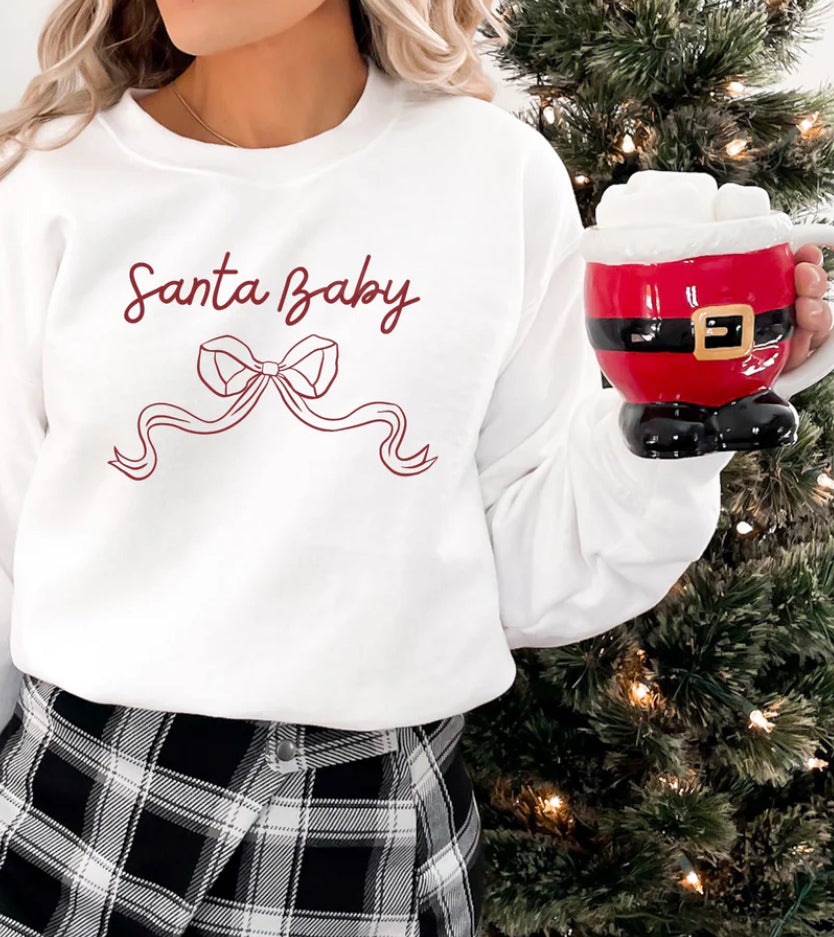 Santa Baby Bow Puff Print Adult