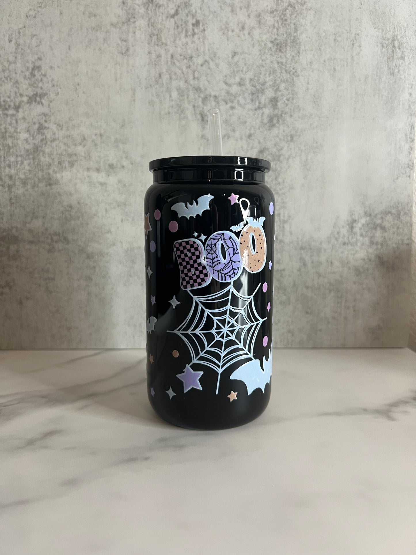 Boo Web Black Glass Can