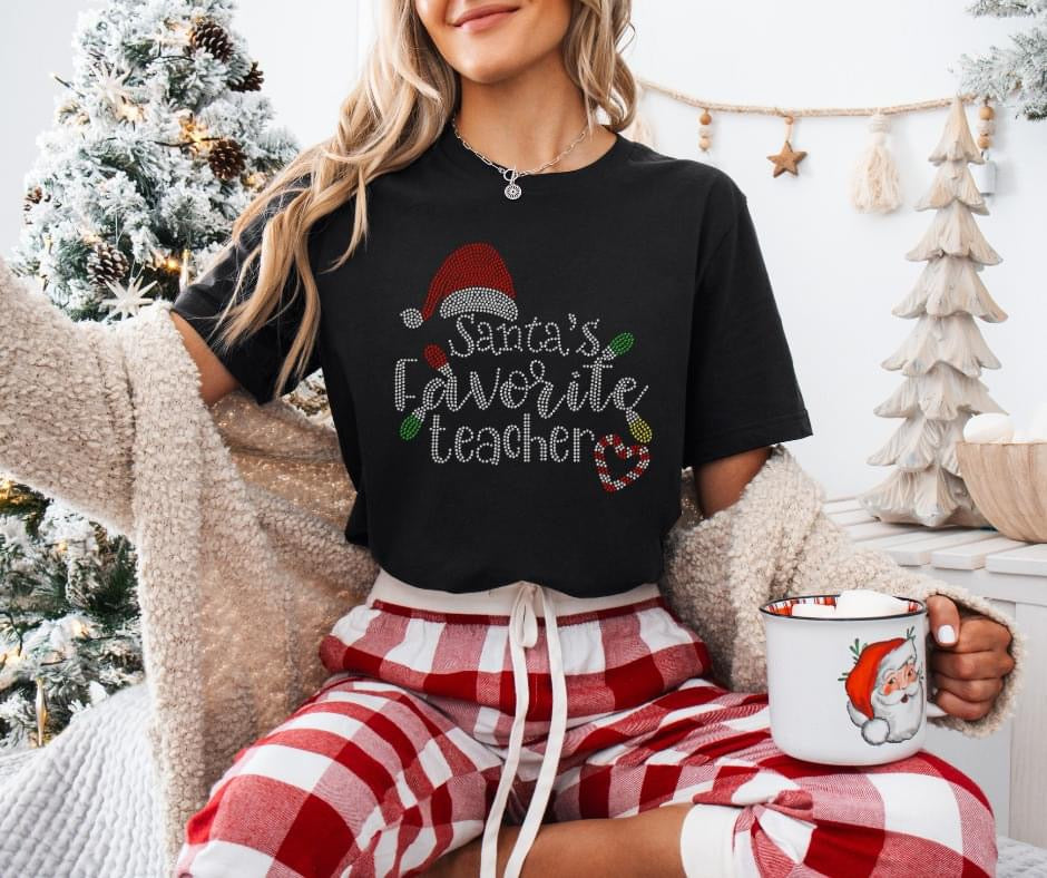 Santa’s Favorite Teacher Spangle Adult