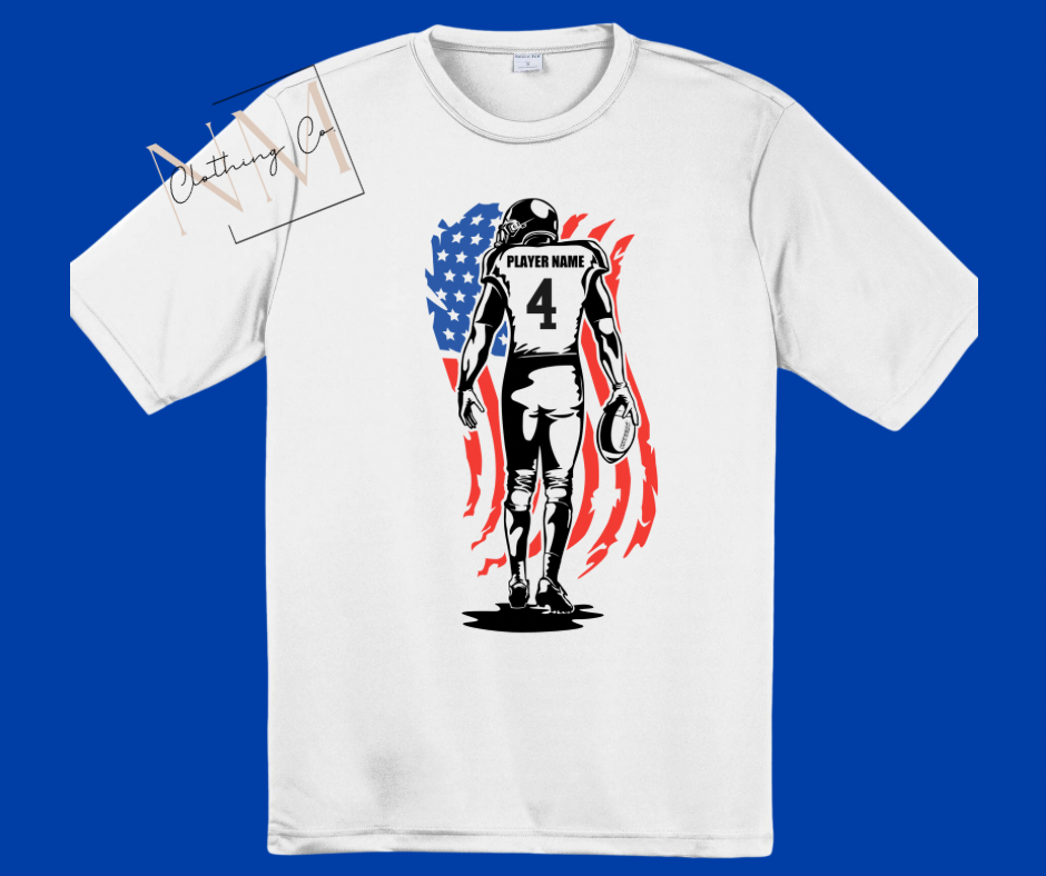 Football Player American Flag Adult Tee