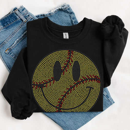 Softball Happy Face Spangle Adult