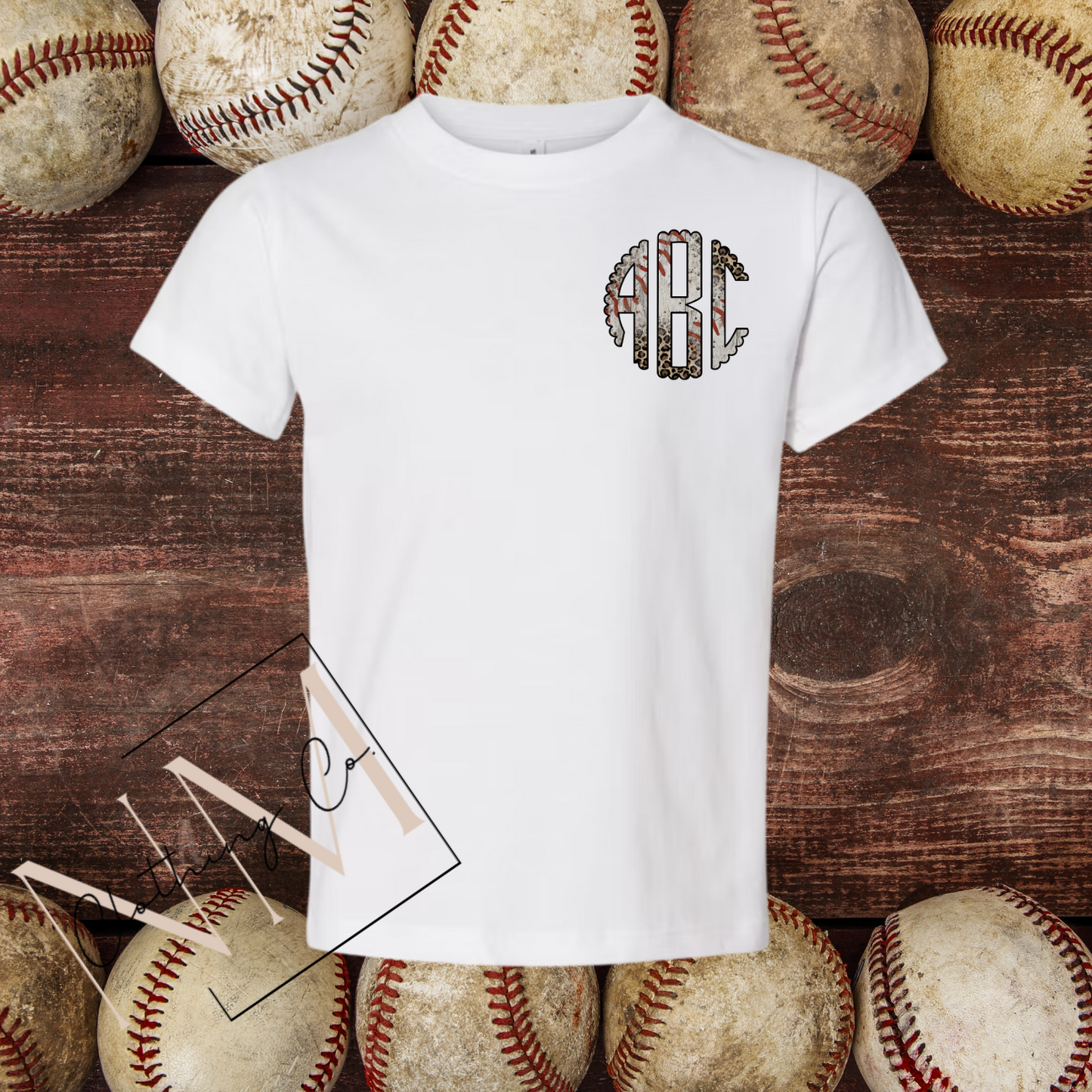 Leopard Baseball Circle Monogram - Toddler