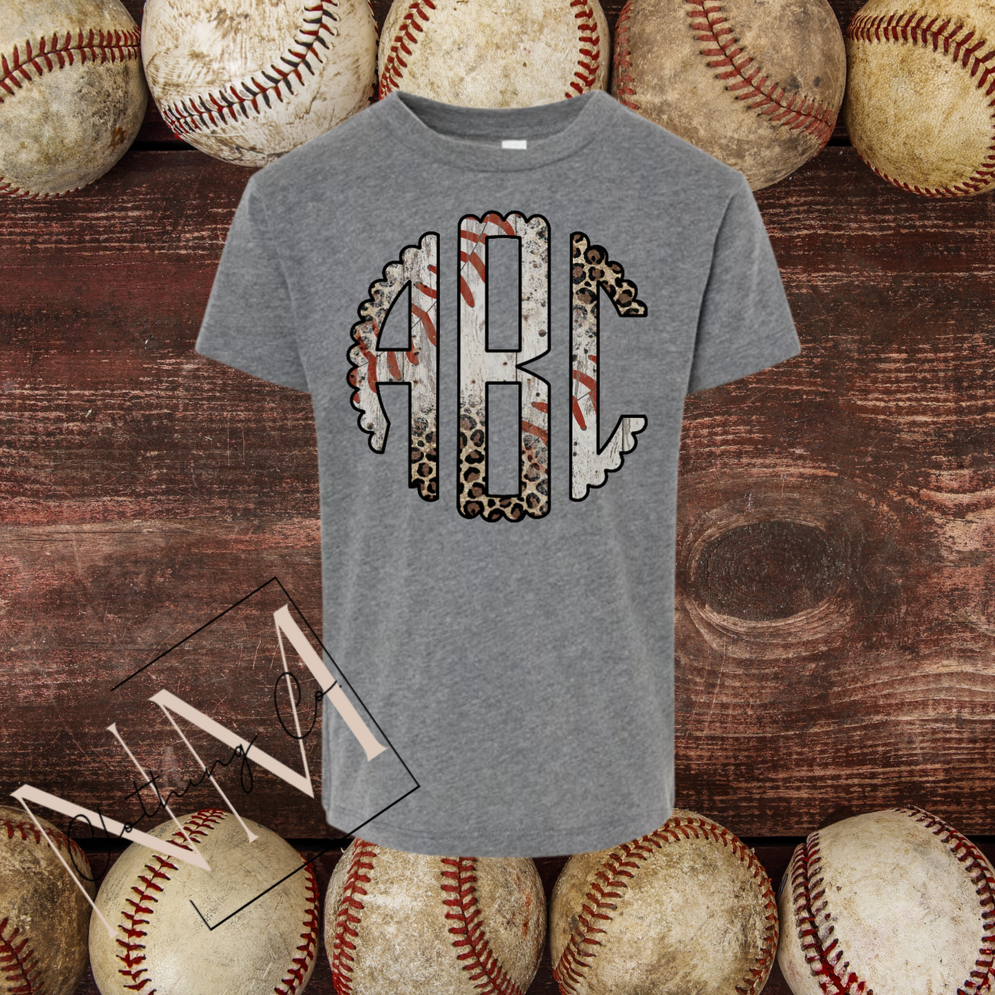 Leopard Baseball Circle Monogram - Toddler