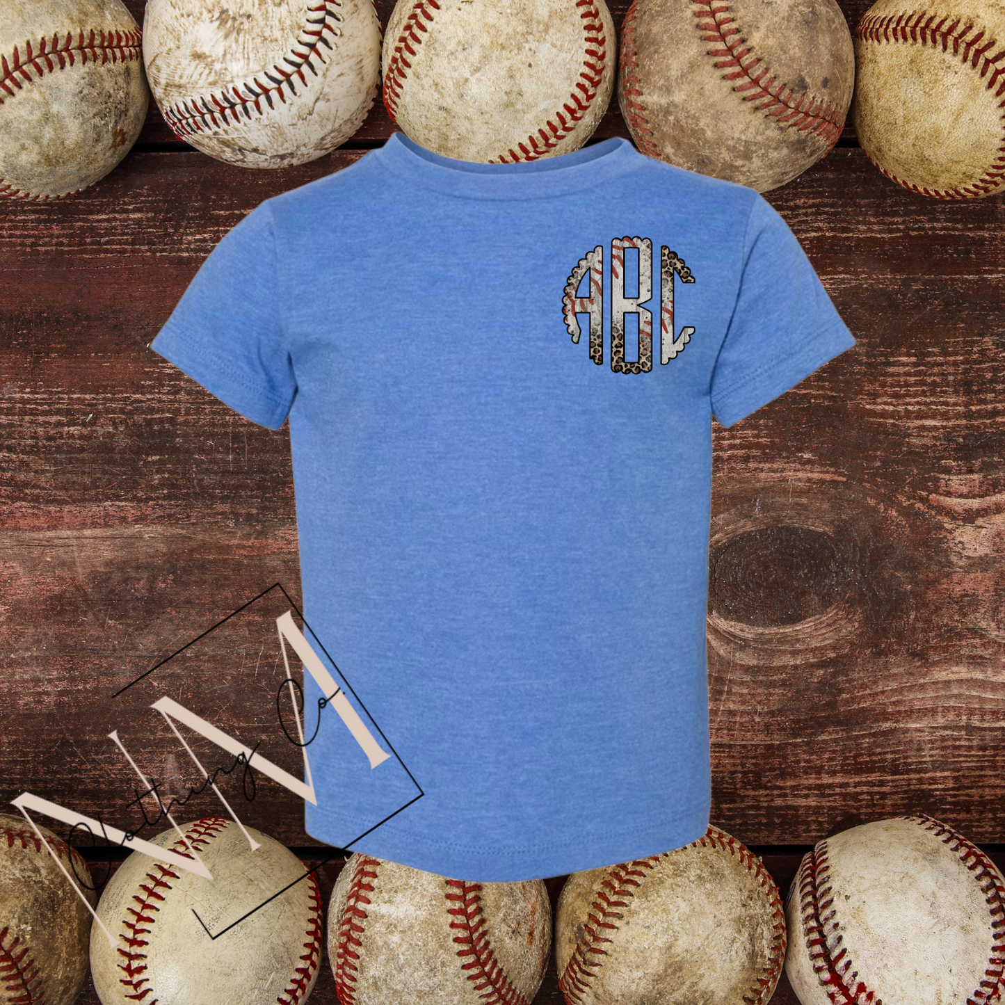 Leopard Baseball Circle Monogram - Toddler