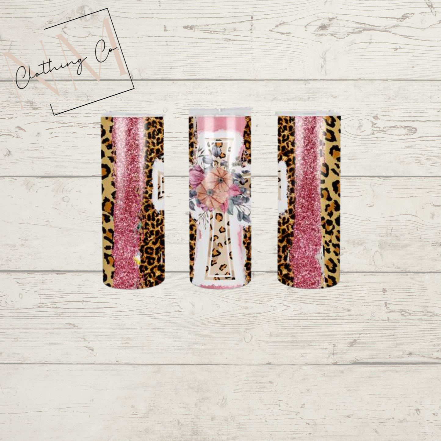 Cross Flower Leopard Tumbler