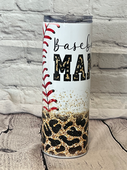 Baseball Mama Leopard Tumbler