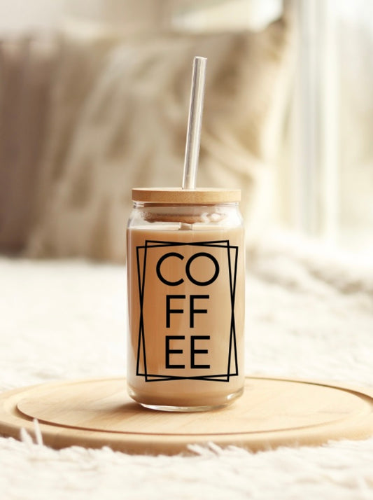 Coffee Rectangle Clear Glass Can
