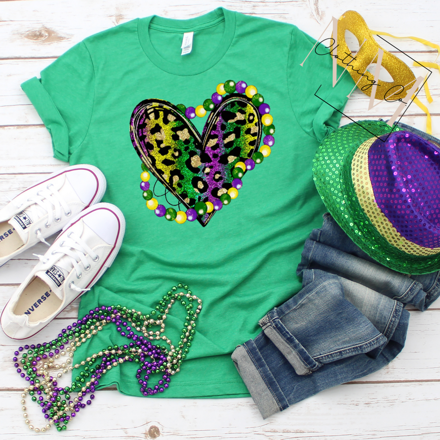 Mardi Gras Heart + Beads