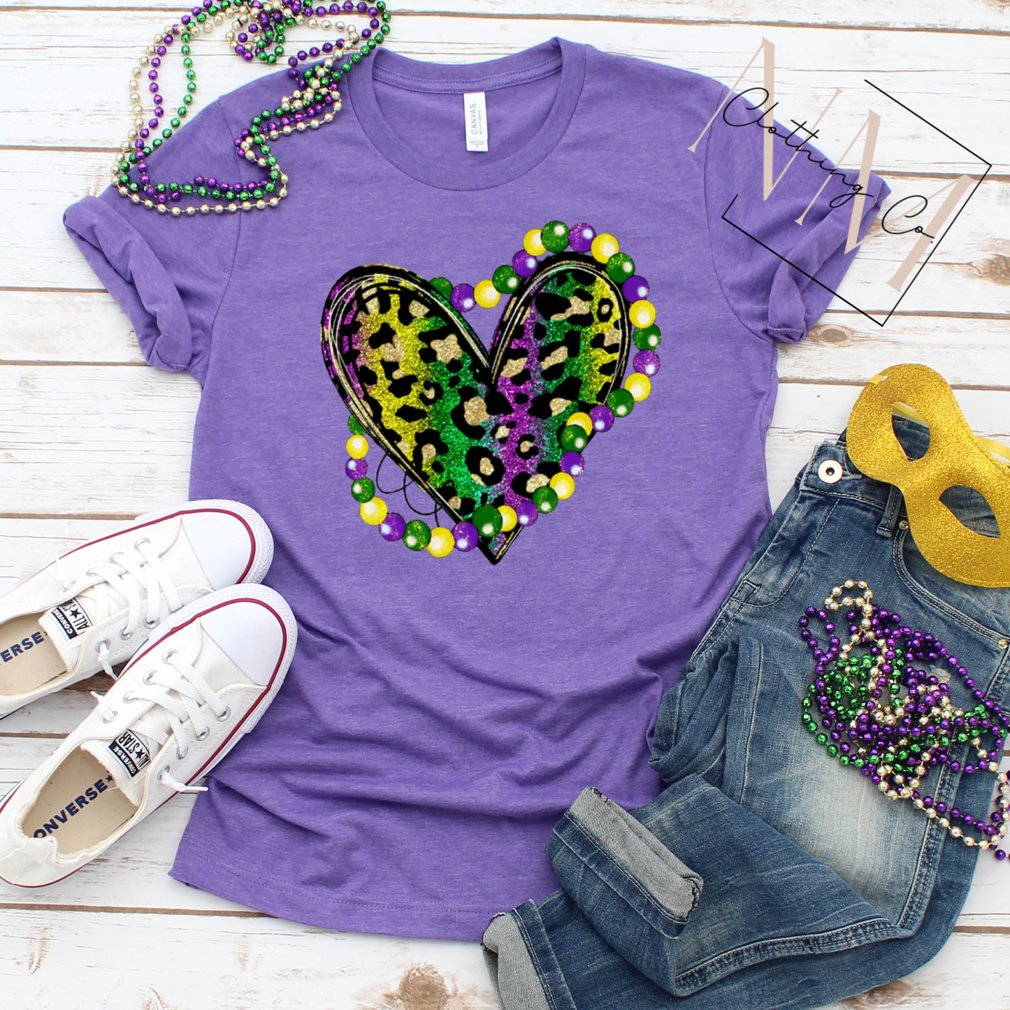 Mardi Gras Heart + Beads